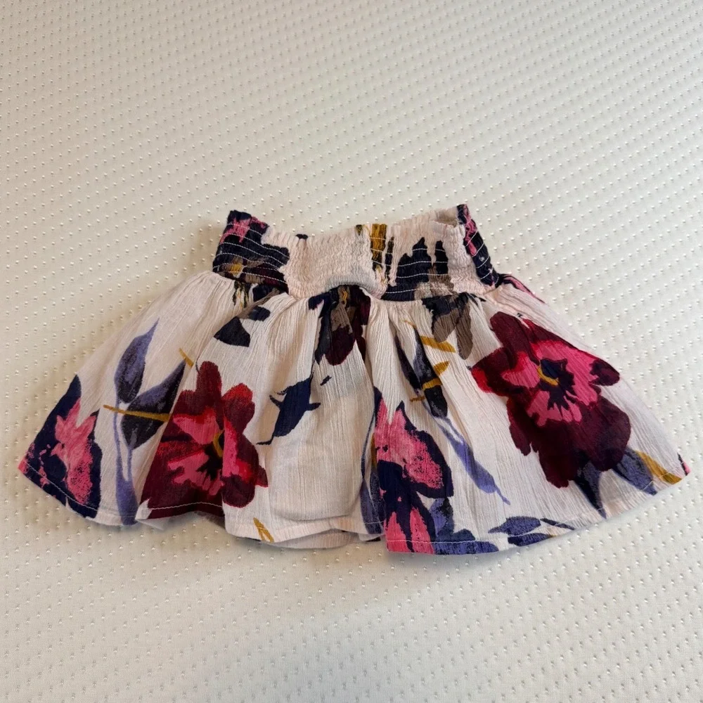 Old Navy Baby Girl Floral Smocked Gauze Skirt Pink Purple 12-18 Months